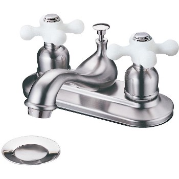 Hardware House 136204 Two Handle Lavatory Faucet Satin Nickel