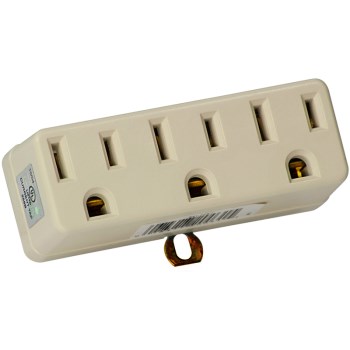 Grounded Adapter, 3 Outlets ~ 15 Amp, Ivory