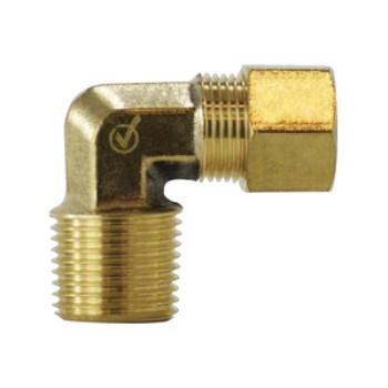 Brass Compression Fitting w/Male Elbow ~ 3/8"