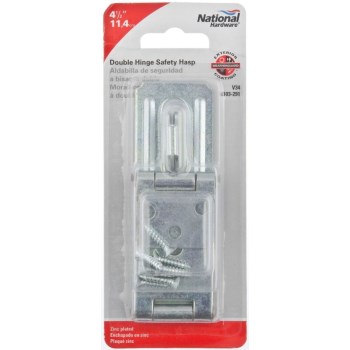 Zinc Double Hinge Safety Hasp, visual pack 34  4 - 1 / 2 inches.