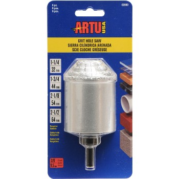 ArtuUSA 02890 Grit Hole Saw w/Arbor & Pilot Bit ~ 6 Piece