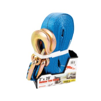 Tow Strap with Grab Hooks - 2" x 20 Ft, 10,000 Lb