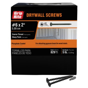 Grip-Rite Coarse Thread Drywall Screw - #6 x 2", 5 Lb