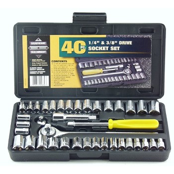 Socket Set,  SAE & Metric ~ 40 Piece 