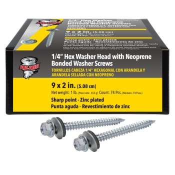 Grip-Rite Pro-Twist #9 x 2" Hex Washer Head Sheet Metal Screw - Zinc, 1 lb
