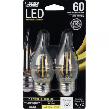 Chandelier Bulbs, LED Flame Tip ~ 60W