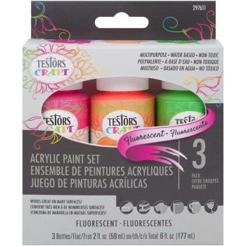 Fluorscent Acrylic Paint Set, Assorted Colors ~ 3pc