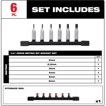 6pc 1/4 Hex Set