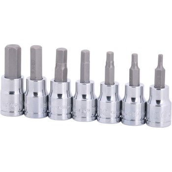 Hex Bit Socket Set, Metric - 3/8" Drive, 7pc