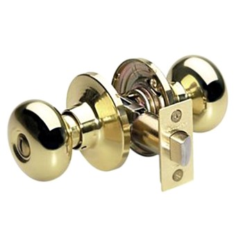 Biscuit Privacy Bed and Bath Lock, Polished Brass