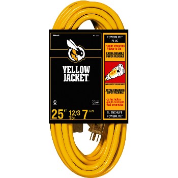 Coleman Cable 2883 12/3 25ft. Yel Jkt Ext Cord