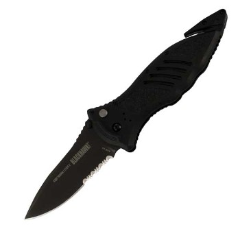 CQD Mark I Type E, Black Handle, Black Blade, Serrated Edge