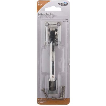 Kickdown Door Stop,  Chrome ~ 5" 