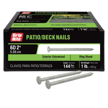 Prime Source Ring Shank Deck Nail, Galvanized - 6d, 1 Lb