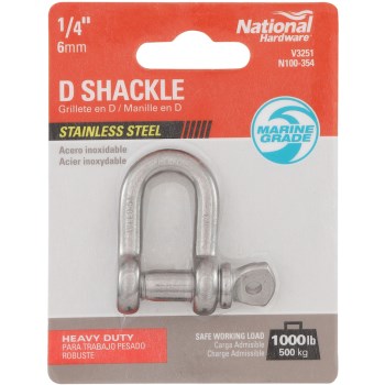 Stainless Steel D-Shackle - 1/4"