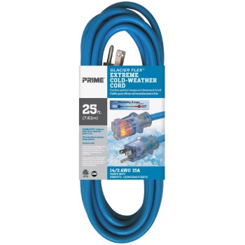 Prime Glacier Flex Extension Cord, SJTW - 14/3 x 25 Ft