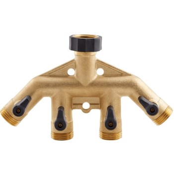 Gilmour 43HF Brass Connector,  High Flow Manifold - 4-Way