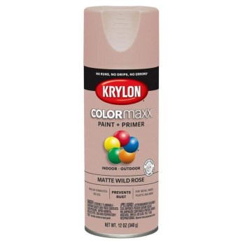 Krylon ColorMaxx Spray Paint & Primer, Matte Wild Rose ~ 12 oz Cans