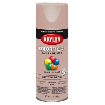 Krylon K05601007 Krylon ColorMaxx Spray Paint & Primer, Matte Wild Rose ~ 12 oz Cans