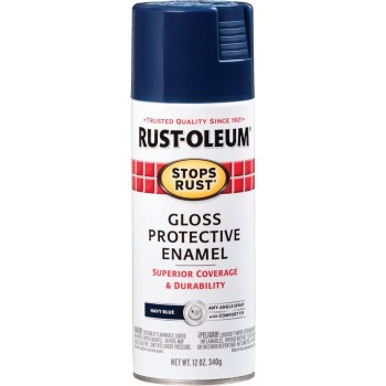 Stops Rust Enamel Spray, Satin Navy - 12 oz