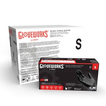 GlovePlus Black Nitrile Gloves, Small - 100pk