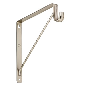 National S822-093 Shelf &amp; Rod Bracket, Satin Nickel ~ Approx 10.7" x 1.2" x 12.6"