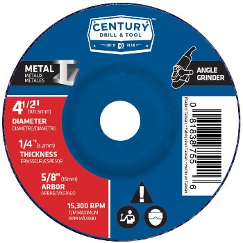 Century Drill & Tool   75544 Depressed Center Grinding Wheel,  Type 27 ~  4-1/2" D x 1/4" T