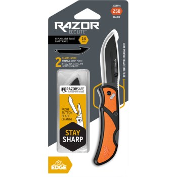 Outdoor Edge RazorEDC Lite Carry Knife, Orange - 2.5"