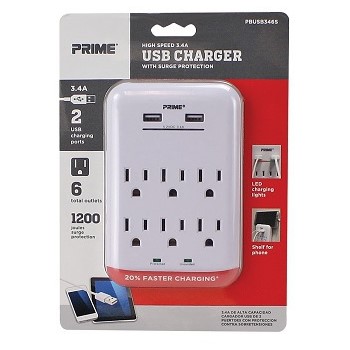 USB & Surge Protector ~ 6 Outlet