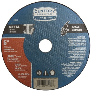 Century Drill &amp; Tool   75528 6in. X.040 Metal Cut Wheel