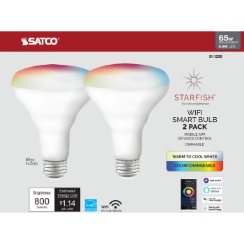 2 Pack 9.5W LED Smart BR30