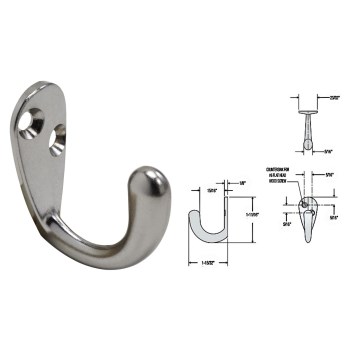 National N830-144 Single Prong Robe Hook, Satin Chrome