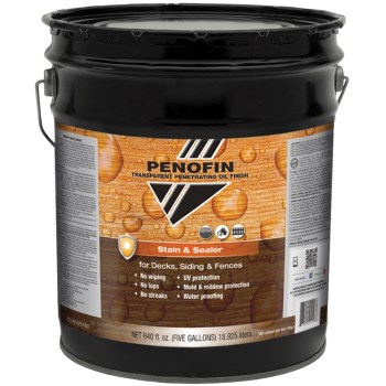 Transparent Oil  Stain & Sealer for Decks/Siding/Fences, Dark Walnut Finish ~  5 Gallon Container