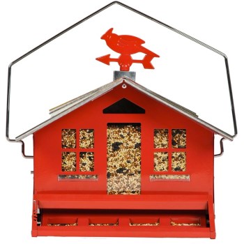 Perky Pet  Squirrel-Be-Gone Country House  Style Bird Feeder, Red ~ Approx 13" W x 12" H x 11" Deep