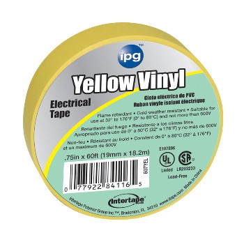 Intertape 85830 Electrical Tape, Yellow 3/4 Inch X 60 Ft