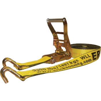 Ratchet Strap, Double J-Hook - 2" x 27 Ft, 10,000 Lb