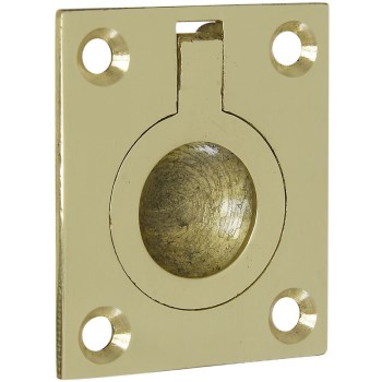 Flush Ring Pull, Polished Solid Brass ~ 1.75" x 1.50"