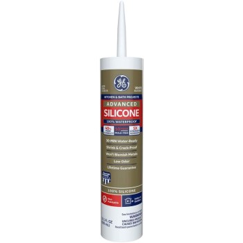 GE GE507012C Silicone II Kitchen & Bath Caulk, White ~ 10.1 oz Tubes