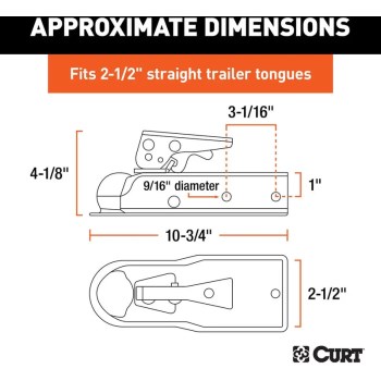 Curt Straight-Tongue Coupler with Posi-Lock - 2", 3,500 Lb