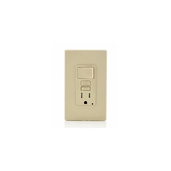 Leviton C91-GFSW1-I Tamper-Resistant Self-Test GFCI w/Switch ~ Ivory