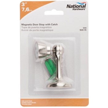 Magnetic Rigid Door Stop w/Catch ~ Satin Nickel finish