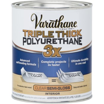 Varathane Triple Thick Polyurethane, Semi-Gloss  Finish ~ Quart