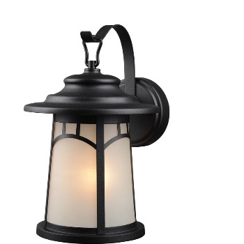 Lantern Wall Fixture w/ Frosted Glass ~ Black