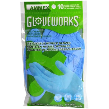 Ammex Gwn10pk Gwn 10pk Blue Nirtil Glove