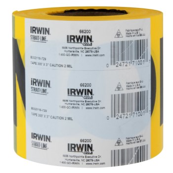 Irwin Caution Barrier Tape, Yellow - 3" x 300 Ft