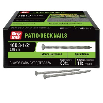 Prime Source Spiral Shank Deck Nail, Galvanized - 16d, 1 Lb