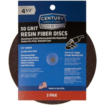 Century Drill and Tool 75000 Resin Fiber Disc 4-1/2-Inch by 24 Grit Century Drill & Tool Corp 