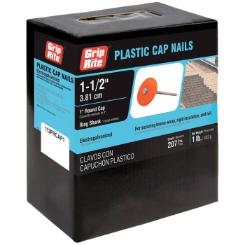 Prime Source Plastic Cap Roofing Nail - 1-1/2", 1 Lb