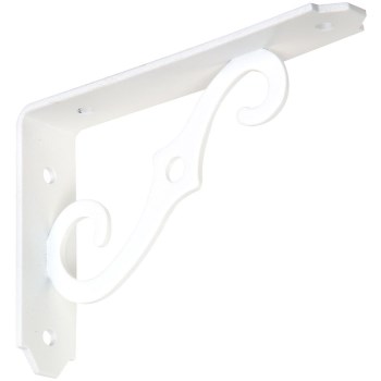 Ornamental Shelf Bracket, Antique White Finish ~ 5" x 3 1/2"