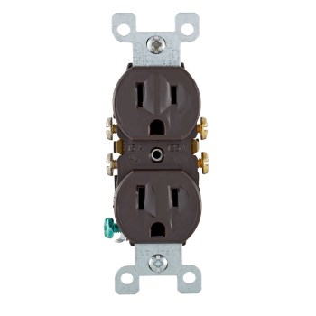 Grounded 2 Pole -3 Wire Duplex Receptacles, Brown 